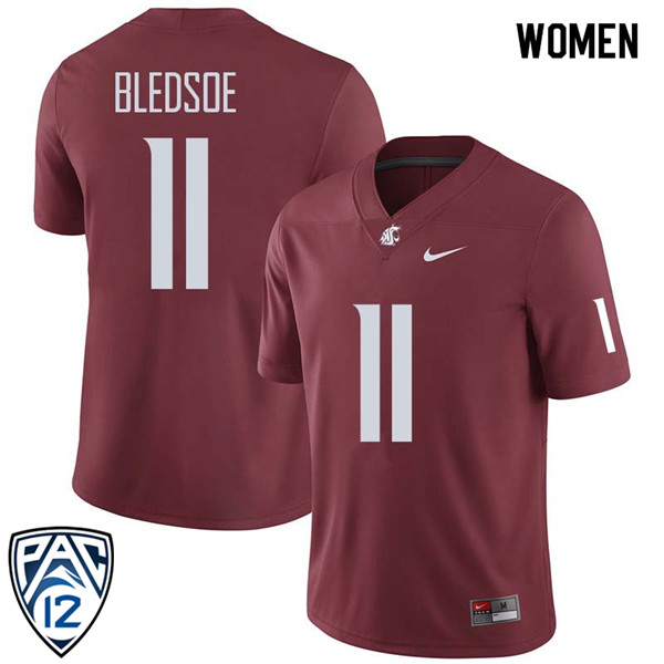 Women #11 John Bledsoe Washington State Cougars College Football Jerseys Sale-Crimson